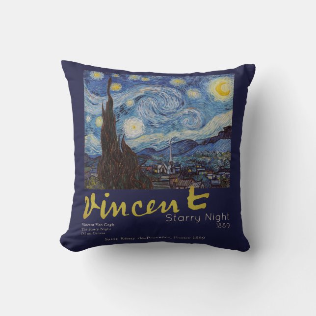 Van Gogh Starry Night Vintage Blue Masterpiece Cushion (Front)