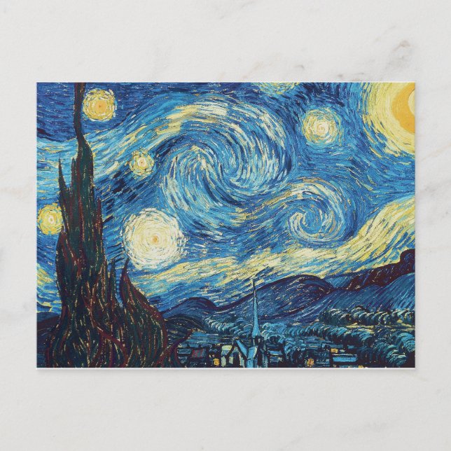 Van Gogh Starry Night Vintage Blue Masterpiece Postcard (Front)
