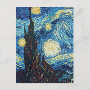 Van Gogh Starry Night Vintage Blue Masterpiece Postcard