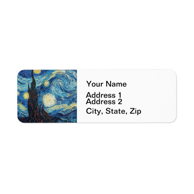 Van Gogh Starry Night Vintage Blue Masterpiece Return Address Label (Front)