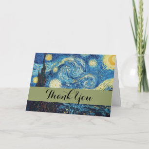 Van Gogh Starry Night Vintage Blue Masterpiece Thank You Card