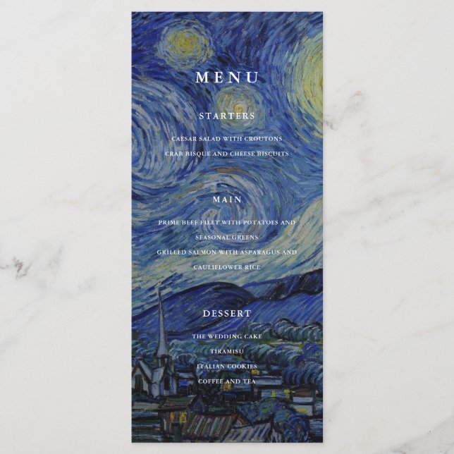 Van Gogh Starry Night Wedding Menu (Front)