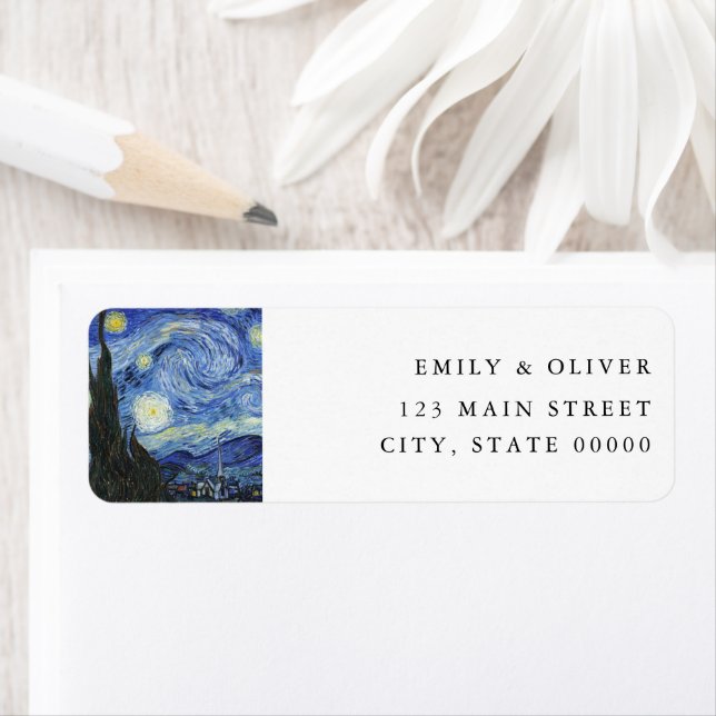 Van Gogh Starry Night Wedding Return Address Label (Insitu)