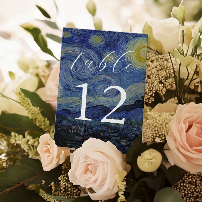 Van Gogh Starry Night Wedding Table Number (Creator Uploaded)