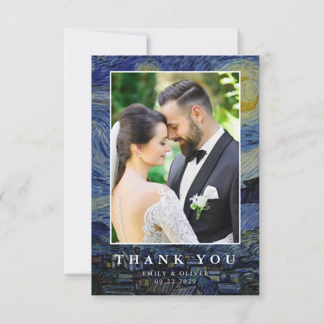 Van Gogh Starry Night Wedding Thank You Card (Front)