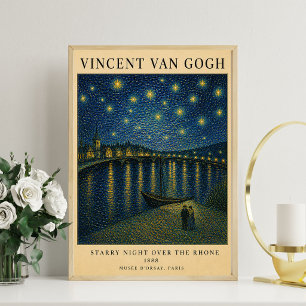 Van Gogh Starry Rhone Vintage Night Museum Poste Poster