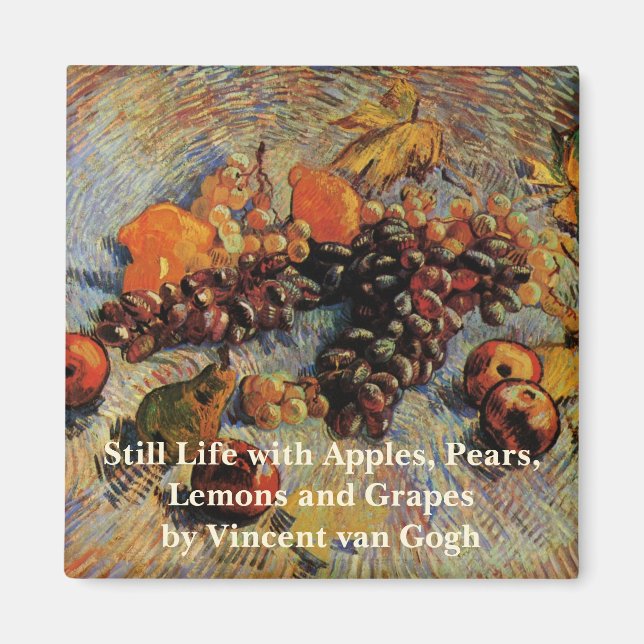 Van Gogh; Still Life Apples, Pears, Lemons, Grapes Magnet (Front)