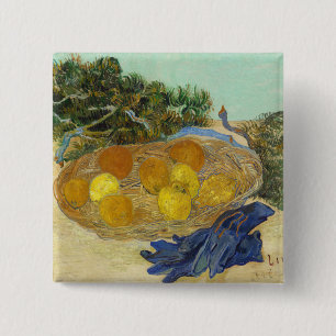 Van Gogh Still Life of Oranges Lemons Blue Gloves 15 Cm Square Badge