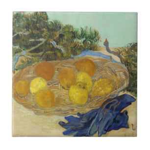 Van Gogh Still Life of Oranges Lemons Blue Gloves Ceramic Tile