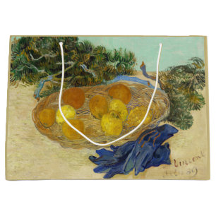Van Gogh Still Life of Oranges Lemons Blue Gloves Large Gift Bag