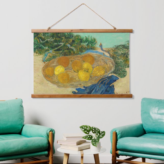 Van Gogh Still Life Oranges Lemons Old Art Wood Hanging Tapestry (Living Room)