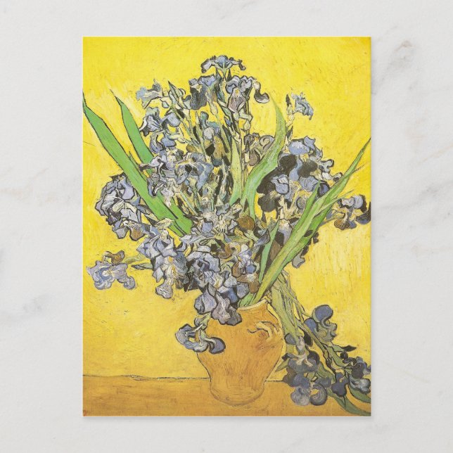 Van Gogh Still Life Vase, Irises (F678) Fine Art Postcard (Front)