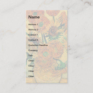 Van Gogh - Still Life Vase With Fifteen Sunflowers Business Card