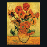 Van Gogh - Still Life Vase With Fifteen Sunflowers Poster<br><div class="desc">Vincent Van Gogh's Still Life Vase With Fifteen Sunflowers. Oil on canvas from 1888 showing a bouquet of sunflowers against a yellow green background. Unlike similar stores, Art Lover's Cafe features classic, high resolution works of art that have been carefully restored, colour-balanced & retouched to remove spots & artefacts commonly...</div>