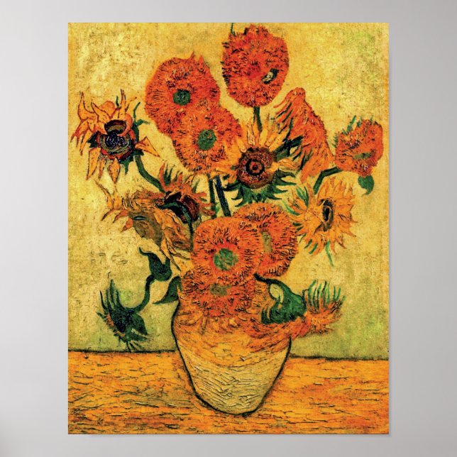 Van Gogh - Still Life Vase With Fifteen Sunflowers Poster (Front)