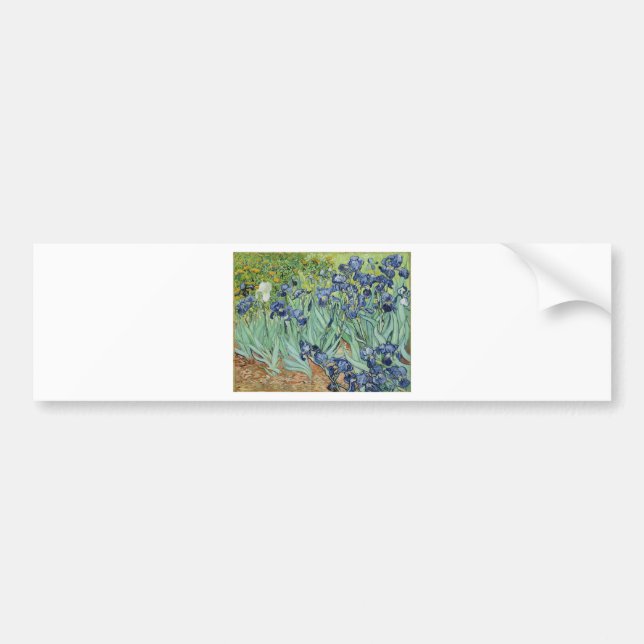 Van Gogh Still Life: Vase with Irises Bumper Sticker (Front)