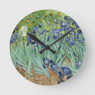 Van Gogh Still Life: Vase with Irises Round Clock