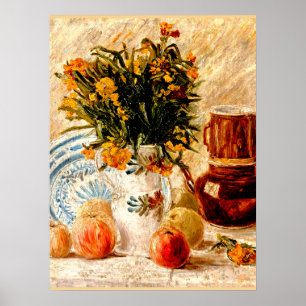 Van Gogh - Still Life with Coffee Pot and Flowers Poster