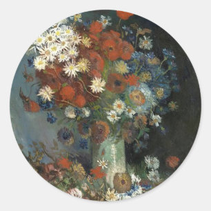 Van Gogh Still Life with Meadow Flowers and Roses Classic Round Sticker