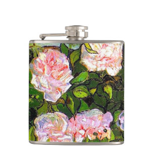 Van Gogh Still Life with Pink Roses Hip Flask
