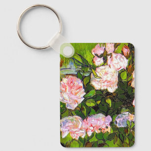 Van Gogh Still Life with Pink Roses Key Ring