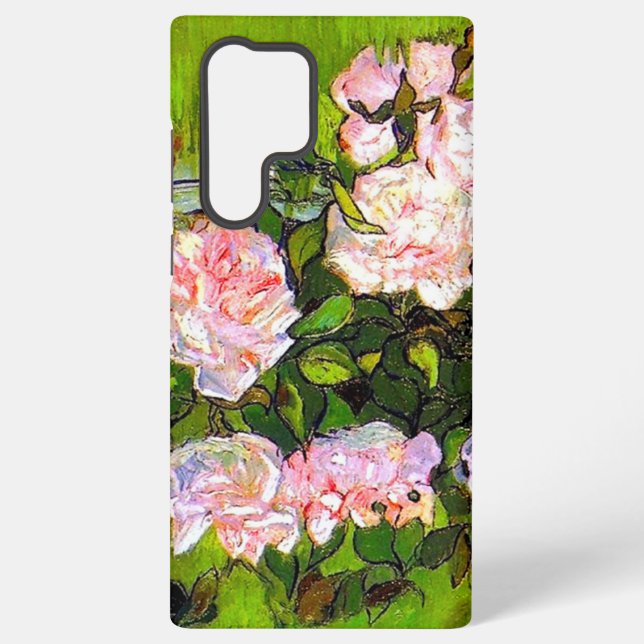 Van Gogh Still Life with Pink Roses Samsung Galaxy S22 Ultra Case (Back)