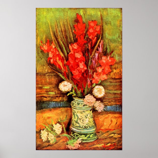 Van Gogh - Still Life with red gladiolas Poster (Front)