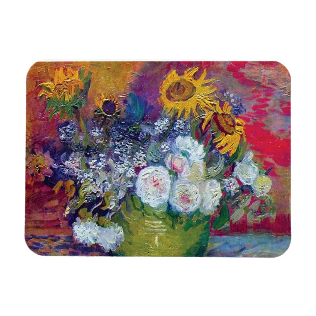 Van Gogh - Still Life With Roses And Sunflowers Magnet (Horizontal)
