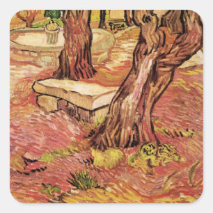Van Gogh Stone Bench in Garden, St Paul Hospital Square Sticker