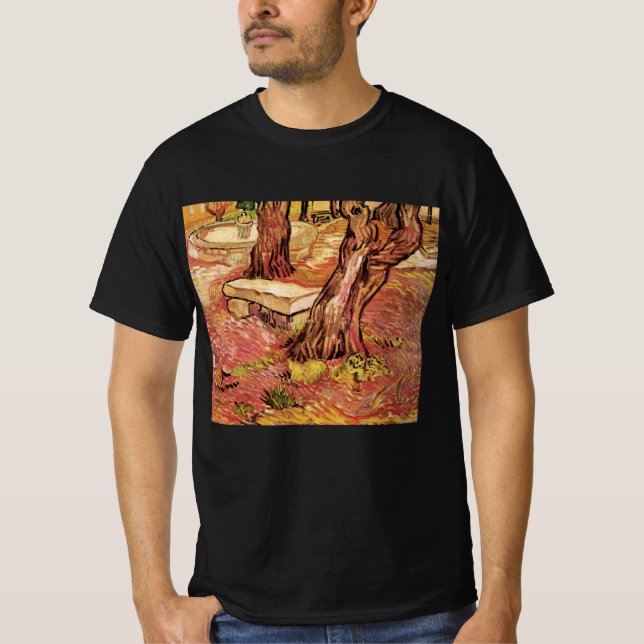 Van Gogh Stone Bench in Garden, St Paul Hospital T-Shirt (Front)