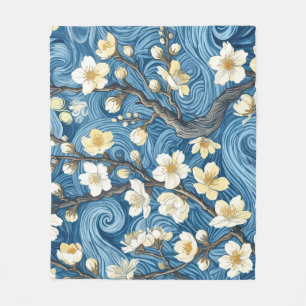 Van Gogh Style Almond Blossoms Fleece Blanket