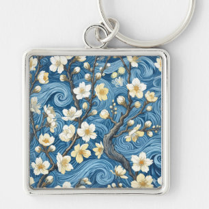 Van Gogh Style Almond Blossoms Key Ring