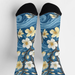Van Gogh Style Almond Blossoms Socks