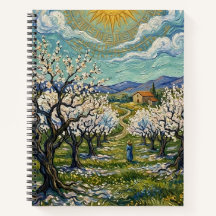 Van Gogh Style Almond Orchard Sunlit Spring