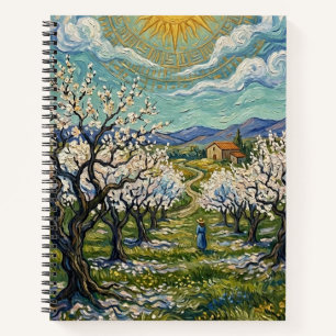 Van Gogh Style Almond Orchard Sunlit Spring Notebook