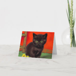 Van Gogh Style Black Cat Invitation