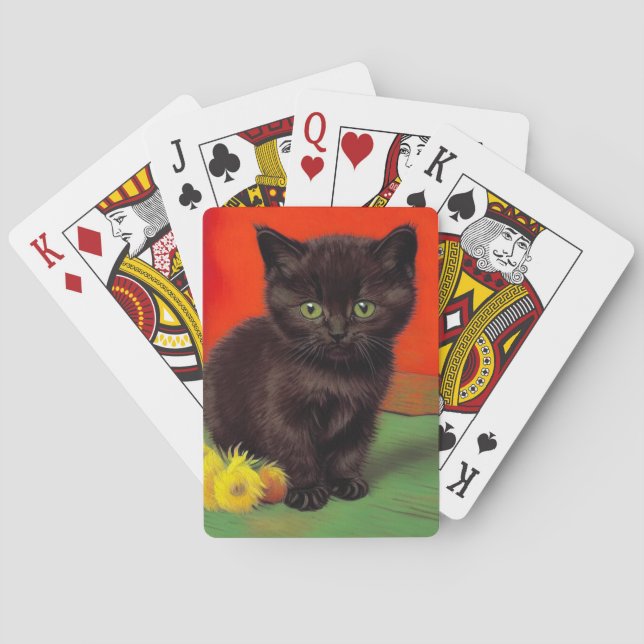 Van Gogh Style Black Cat Playing Cards (Back)
