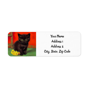 Van Gogh Style Black Cat Return Address Label