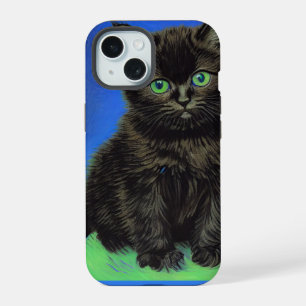 Van Gogh Style Black Kitten iPhone 15 Case