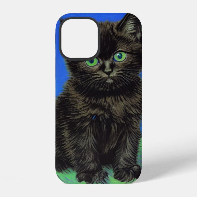 Van Gogh Style Black Kitten iPhone Case (Back)