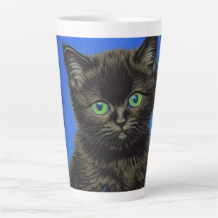 Van Gogh Style Black Kitten Latte Mug