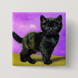 Van Gogh Style Cat 15 Cm Square Badge