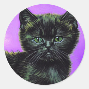 Van Gogh Style Cat Classic Round Sticker