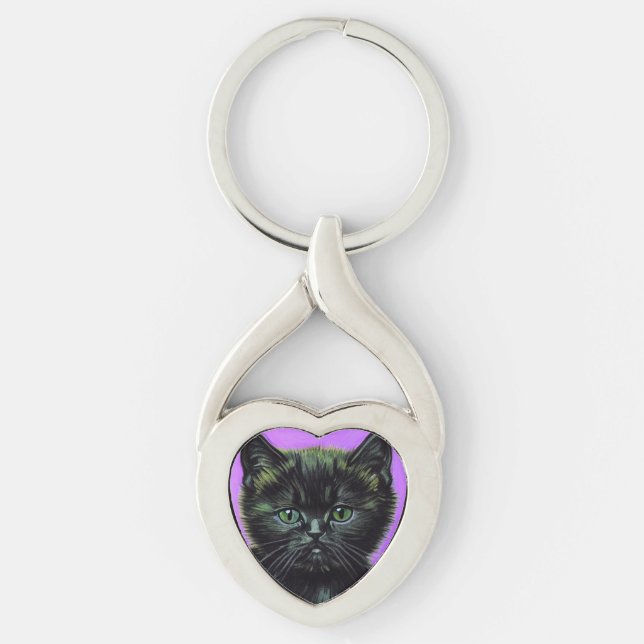 Van Gogh Style Cat Key Ring (Front)