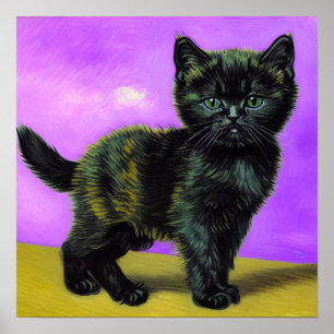 Van Gogh Style Cat Poster