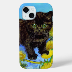 Van Gogh Style Cat with Sunflowers iPhone 15 Case
