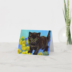 Van Gogh Style Cat with Sunflowers Invitation