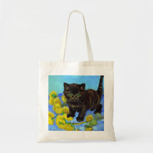 Van Gogh Style Cat with Sunflowers Tote Bag