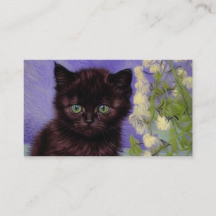 Van Gogh Style Cat with White Flowers Enclosure Card