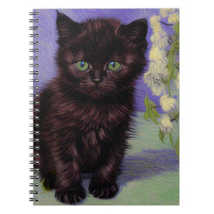 Van Gogh Style Cat with White Flowers Notebook